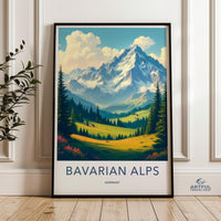 Bavarian Alps Germany Poster, Scenic Mountain Wall Art, Alpine Landscape Print, Nature Artwork for Home Decor, Travel Poster