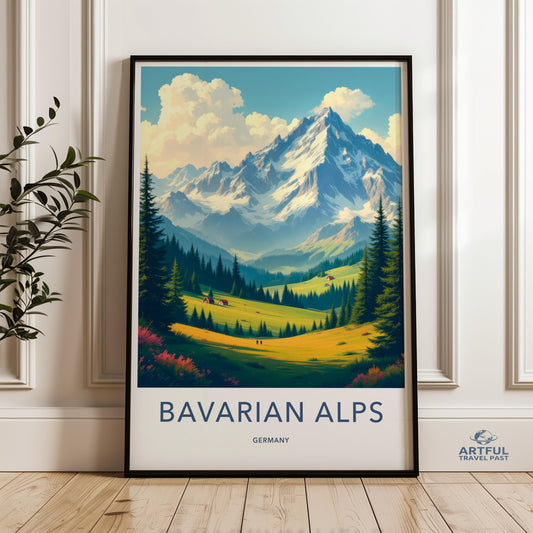 Bavarian Alps Germany Poster, Scenic Mountain Wall Art, Alpine Landscape Print, Nature Artwork for Home Decor, Travel Poster