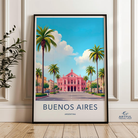 Vintage Buenos Aires Wall Art, Architecture Landscape Wall Art, Buenos Aires Poster, South American Travel Decor Print, Cityscape Art