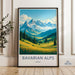 Bavarian Alps Poster Germany, Alpine Mountain Landscape Wall Art, Scenic Nature Print, Travel Themed Home Decor, Gift for Hikers