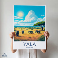 Yala National Park Poster, Wildlife Art Print Wall Decor, Safari Elephant Landscape, Nature Lover Gift, Travel Souvenir