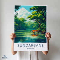 Sundarbans National Park Poster, Vintage Travel Art Print, Scenic Nature Wall Decor, Wildlife Art, National Park Poster Art