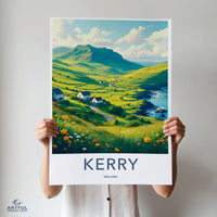Kerry Ireland Travel Poster, Irish Landscape Print, Scenic Wall Art, Vintage Kerry Decor, Ireland Coastal Art, Travel Gift Ideas