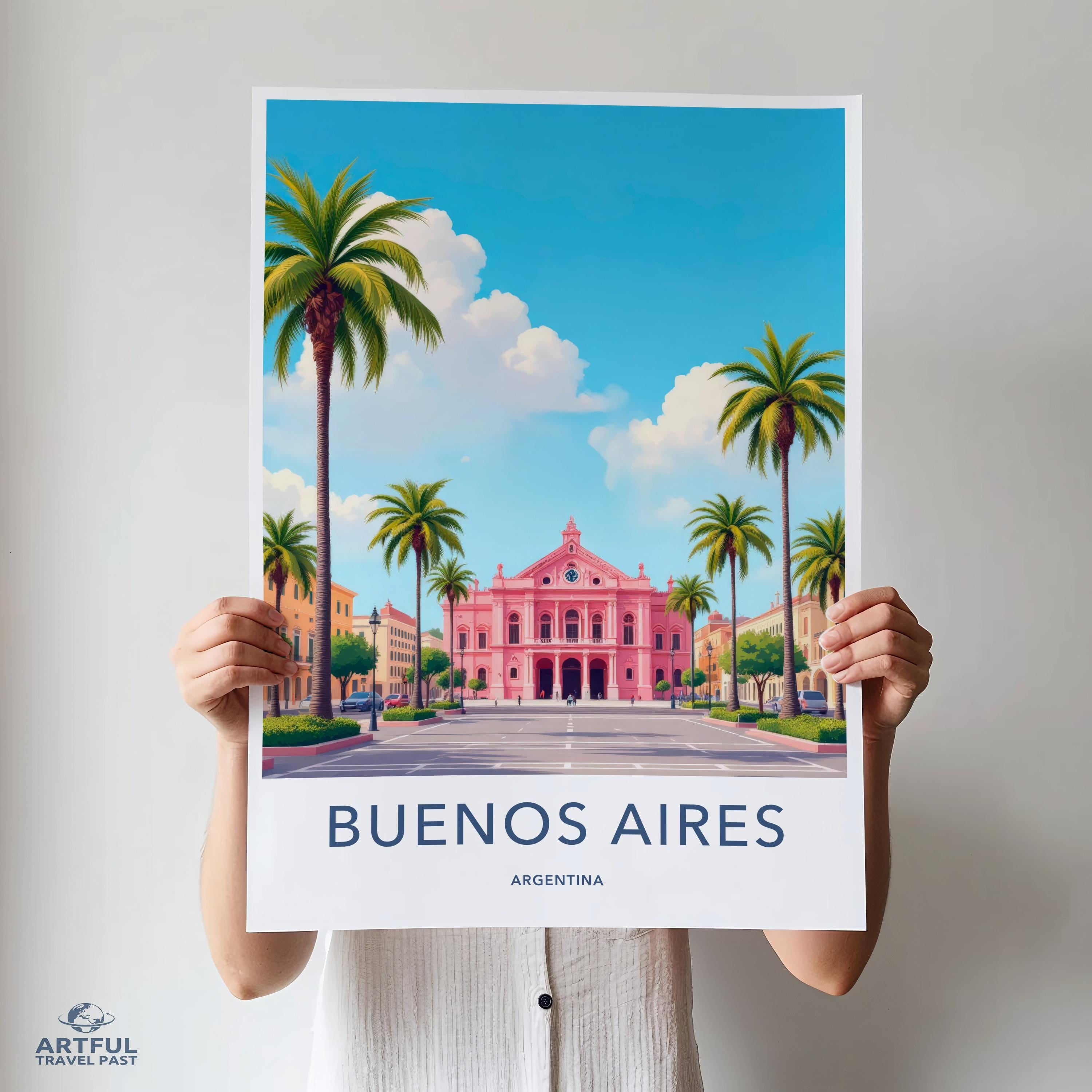 Buenos Aires Argentina Travel Poster, Vintage Style Wall Art, Colorful Cityscape Print, Retro Home Decor, Artwork