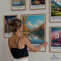 Travel poster gallery wall art, Iconic cityscape prints, Vintage travel posters, Living room decor, Set of 6 prints, Artful travel past