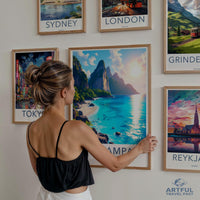 Vibrant Beach Paradise Travel Poster, Stunning Coastal Wall Art, Tropical Scenic Print, Travel Destination Decor, Home Gallery Piece