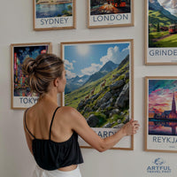 Vintage World Travel Poster Prints, Wall Art Decor, Cityscape Poster Set, Retro Travel Wall Art, Adventure Landscape Prints