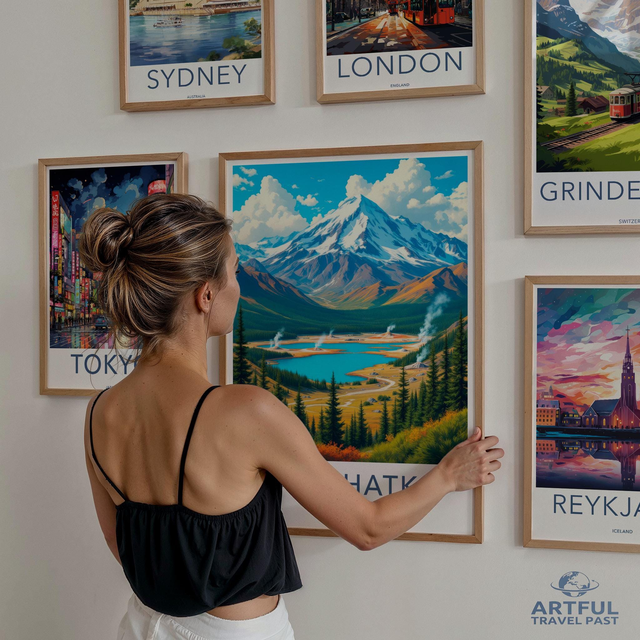 Colorful Mountain Landscape Wall Art, Nature Travel Poster, Scenic Home Decor, Vibrant Artwork, Perfect for Living Room, Office Decor