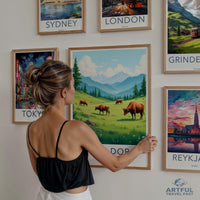 Buffalo Mountains Art Print, National Park Landscape Poster, Nature Wildlife Wall Decor, Scenic Travel Art, Home Office Wall Art