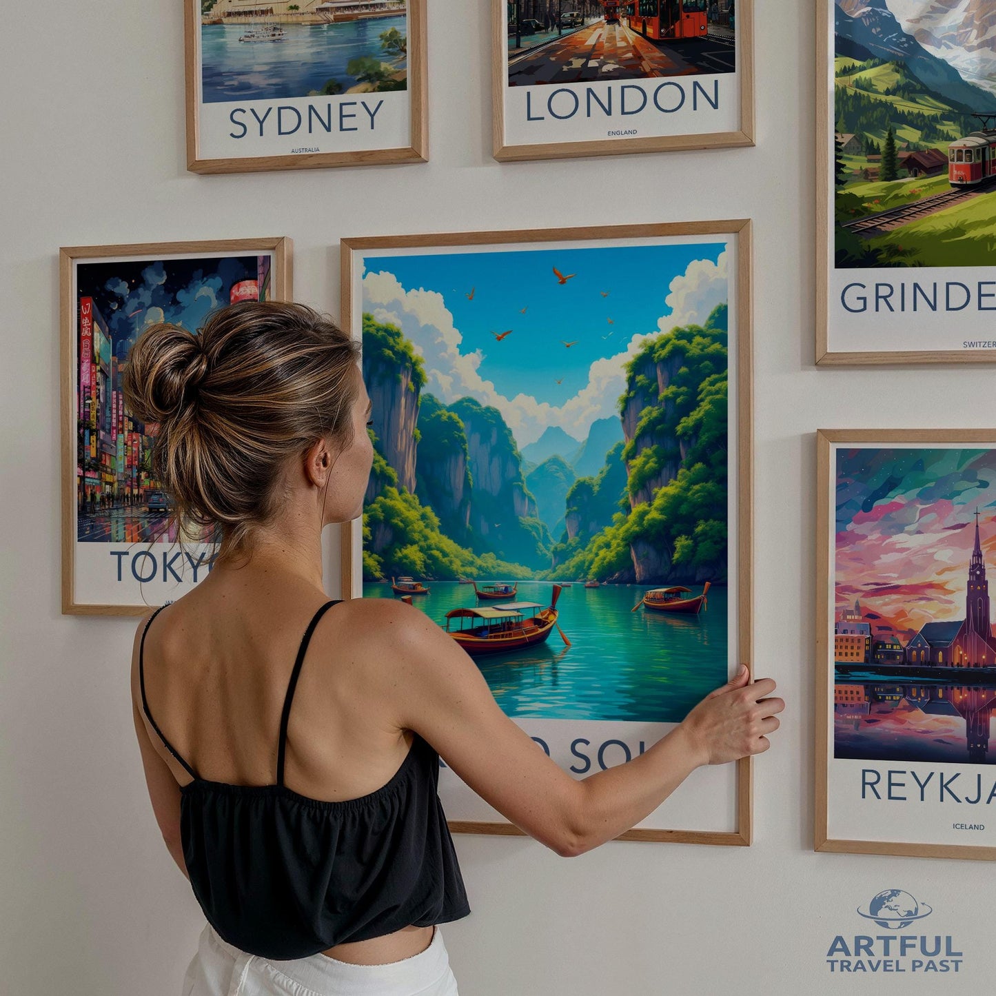 Travel Poster Set, Colorful Travel Posters, Wall Art Decor, International City Prints, Wanderlust Wall Art, Set of 6 Posters