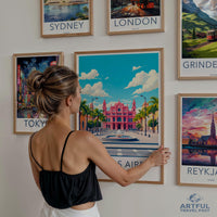 Buenos Aires city poster, travel art print, Buenos Aires wall decor, Argentina cityscape, travel memorabilia, vibrant wall art