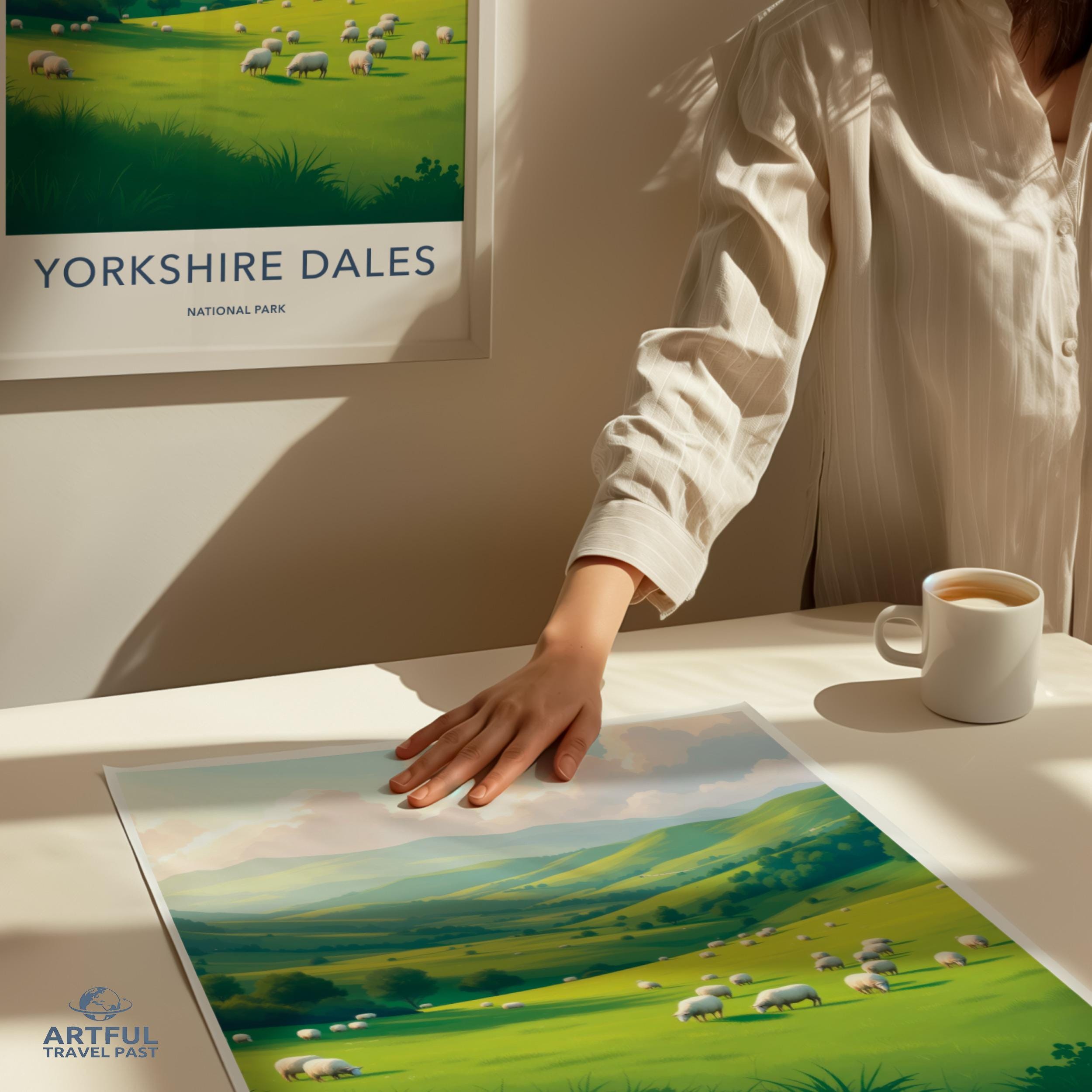 Yorkshire Dales National Park Print, Scenic Landscape Wall Art, Pastoral Countryside View, Home Office Decor, Gift for Nature Lovers