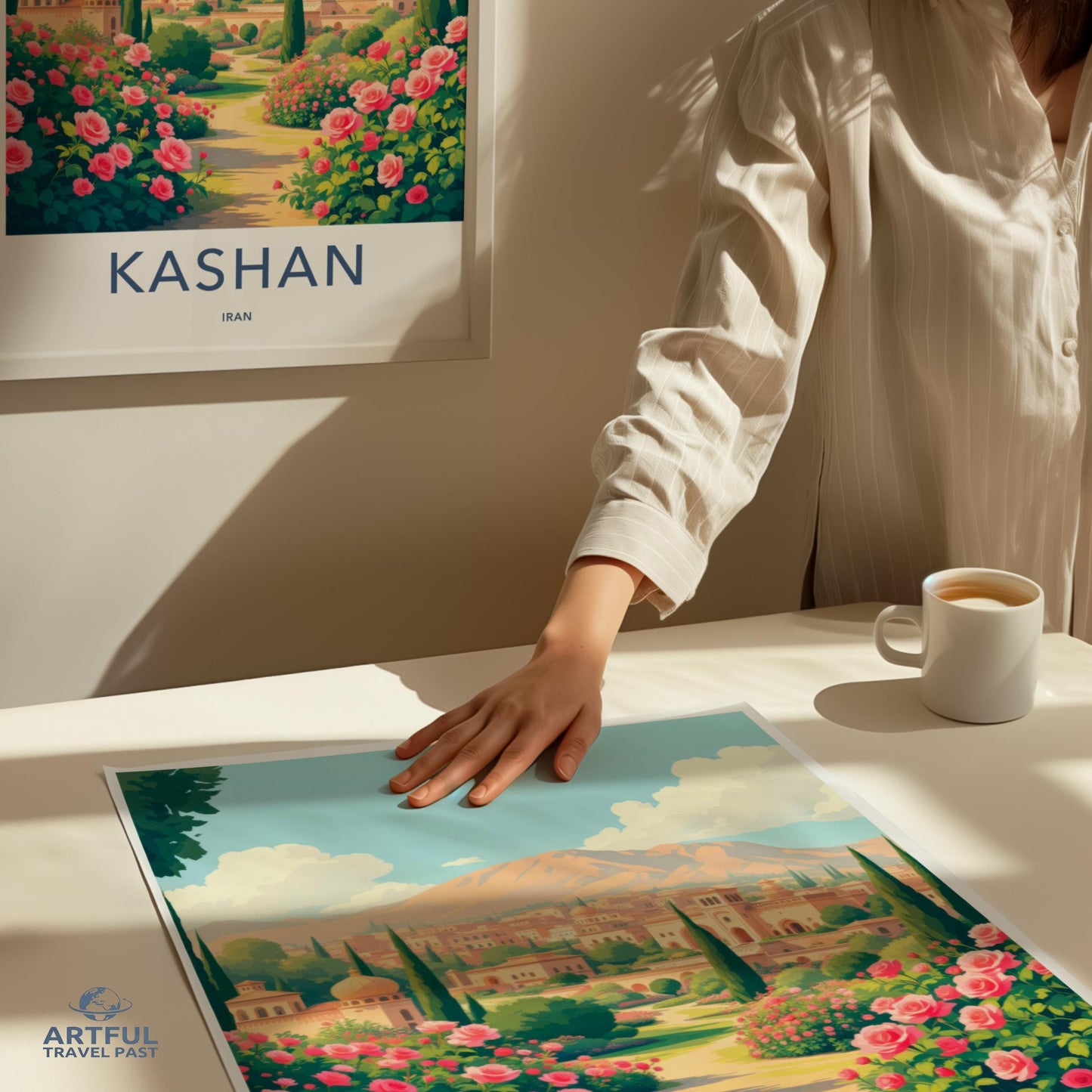 Kashan Iran Travel Poster, Iran Wall Art Print, Iranian Cityscape Decor, Middle Eastern Art, Vibrant Travel Illustration