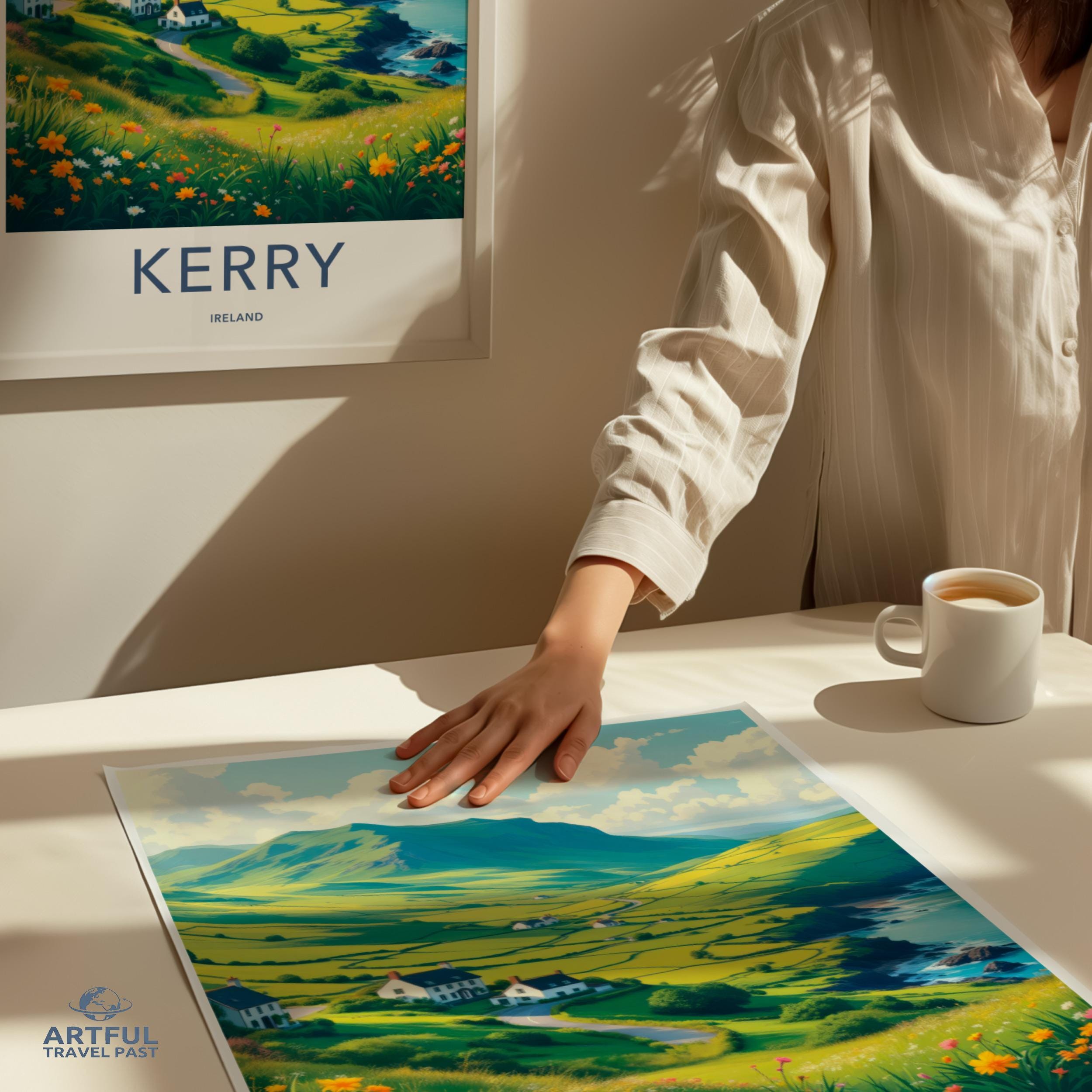 Scenic Ireland Print, Kerry Landscape Art, Travel Poster, Vintage Style Decor, Wall Art, Home Decor, Gift for Travelers, Irish Art