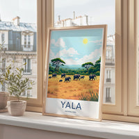 Yala National Park Art Print, Wildlife Elephant Safari Poster, Scenic Nature Wall Decor, Animal Landscape Artwork for Home