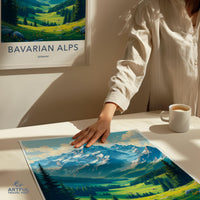 Bavarian Alps Poster, Travel Art Print, Scenic Wall Decor, Nature Landscape Artwork, Germany Mountain View, Home Office Decoration