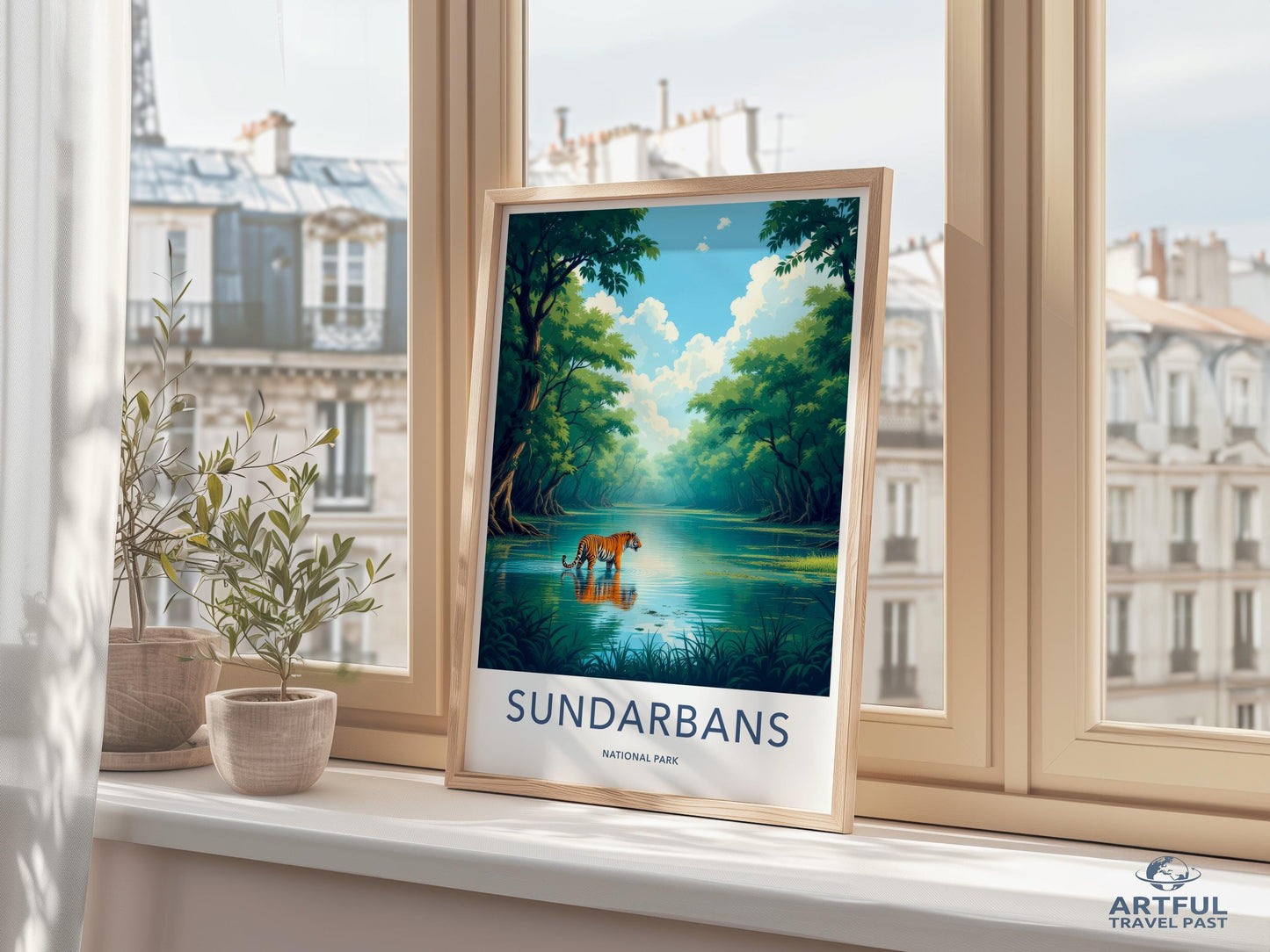 Sundarbans National Park Poster, Vintage Travel Poster, Artful Travel Past, Nature Wall Art, Wildlife Print, Home Decor