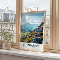 Lombardy Travel Poster, Italian Landscape Art, Wall Decor, Scenic Mountains, Vibrant Nature, Home Decor, Italy Travel Artwork