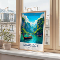 Khao Sok National Park Artwork, Scenic Nature Print, Wall Art for Living Room, Landscape Poster, Home Decor, Travel Illustration
