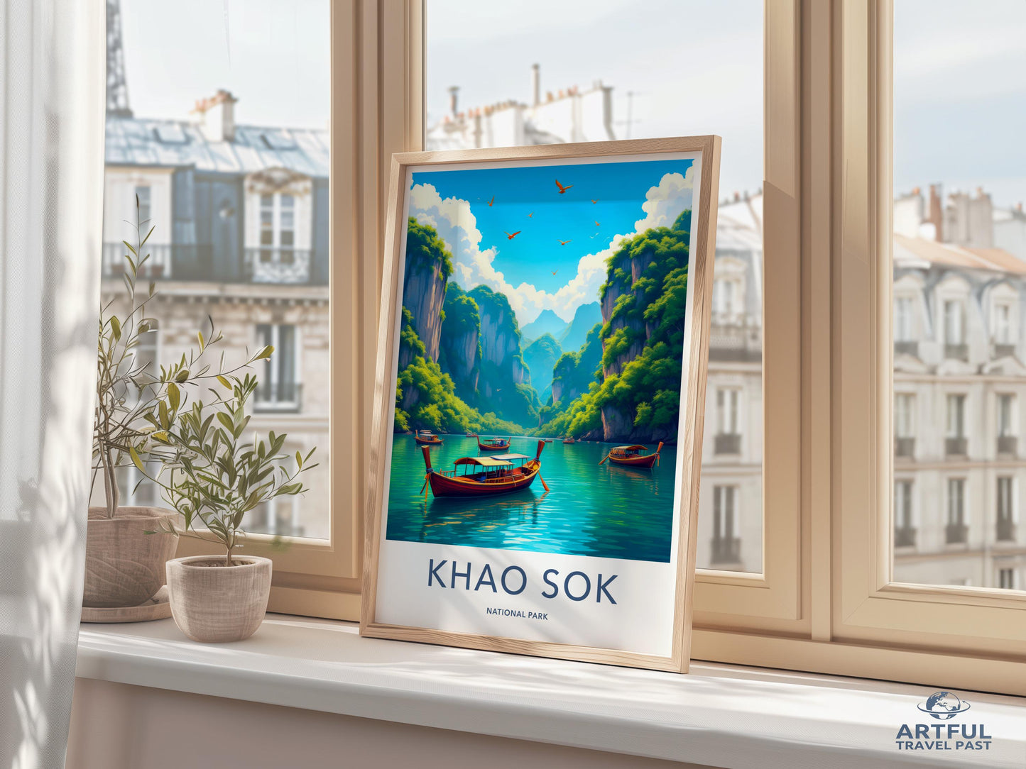 Khao Sok National Park Artwork, Scenic Nature Print, Wall Art for Living Room, Landscape Poster, Home Decor, Travel Illustration