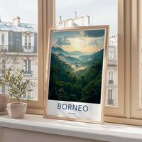 Borneo Malaysia Travel Poster, Scenic Landscape Wall Art, Nature Photography Print, Living Room Decor, Tropical Forest Artwork