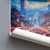 Vibrant Cityscape Art Print, Urban Landscape Wall Decor, Colorful Street View Poster, Skyline Artwork, City Scene Print