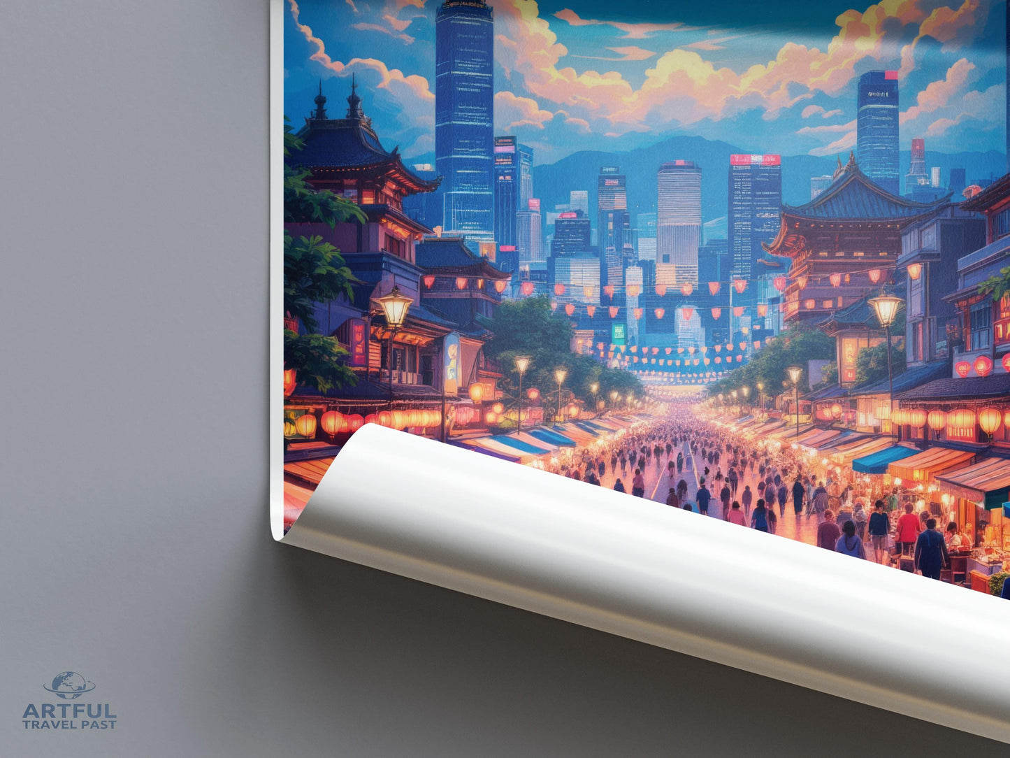 Vibrant Cityscape Art Print, Urban Landscape Wall Decor, Colorful Street View Poster, Skyline Artwork, City Scene Print