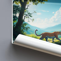 Jungle Safari Wall Art, Leopard Artwork, Nature Print, Wildlife Decor, Adventure Theme, Jungle Landscape, Leopard in Nature, 24x36 Poster