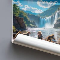 Stunning Waterfall with Monkeys Print, Nature Landscape Wall Art, Scenic Wildlife Poster, Beautiful Travel Photography Decor