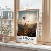 Cappadocia Travel Poster, Hot Air Balloon Wall Art, Turkish Landscape Print, Scenic Cappadocia Decor, Travel Photography, Nature Art