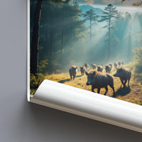 Forest Animals Wall Art, Nature Poster Print, Wild Boar Outdoor Scene, Landscape Photography Decor, Wildlife Artwork for Home