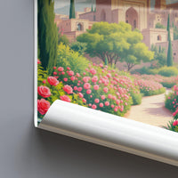 Castle Garden Landscape Poster, Scenic Wall Art Print, Home Decor Artwork, Nature Illustration, Fantasy Castle Print