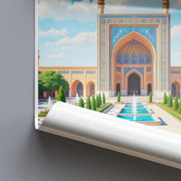 Islamic architecture art print, Middle Eastern palace wall decor, Historic building poster, Colorful cultural artwork, Artful Travel Past