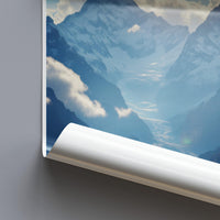 Mountain landscape wall art, Nature scenery print, Travel poster decor, Scenic photography poster, Blue sky mountain artwork