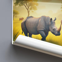 Rhino Art Print, Wildlife Wall Decor, Nature Poster, Safari Animal Illustration, African Wildlife Print, Home Decor, Gift for Wildlife