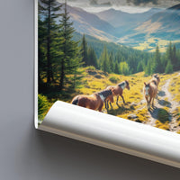 Scenic Mountain Valley with Horses Wall Art, Nature Landscape Photography Poster, Beautiful Scenic View, Inspirational Wall Decor