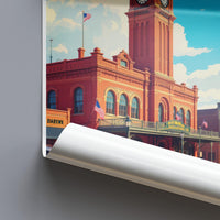 Vintage Wall Art, Colorado Street Scene Poster, Red Brick Building Print, Travel Souvenir, American Landmark Decor, Cityscape Artwork