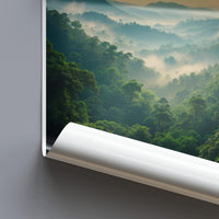Misty Forest Landscape Wall Art, Nature Scenic Poster, Green Mountain View Print, Tranquil Wilderness Decor, Large Canvas Photography