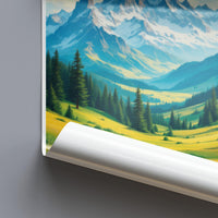 Mountain landscape wall art, nature scenery print, mountain view poster, green valley decor, alpine meadow artwork, home decor