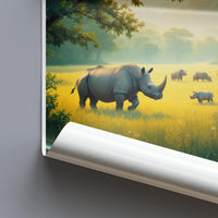 Rhinoceros Wildlife Art Print, Serengeti Landscape Poster, Safari Animal Wall Decor, Nature Wildlife Photography, Kids Room Art