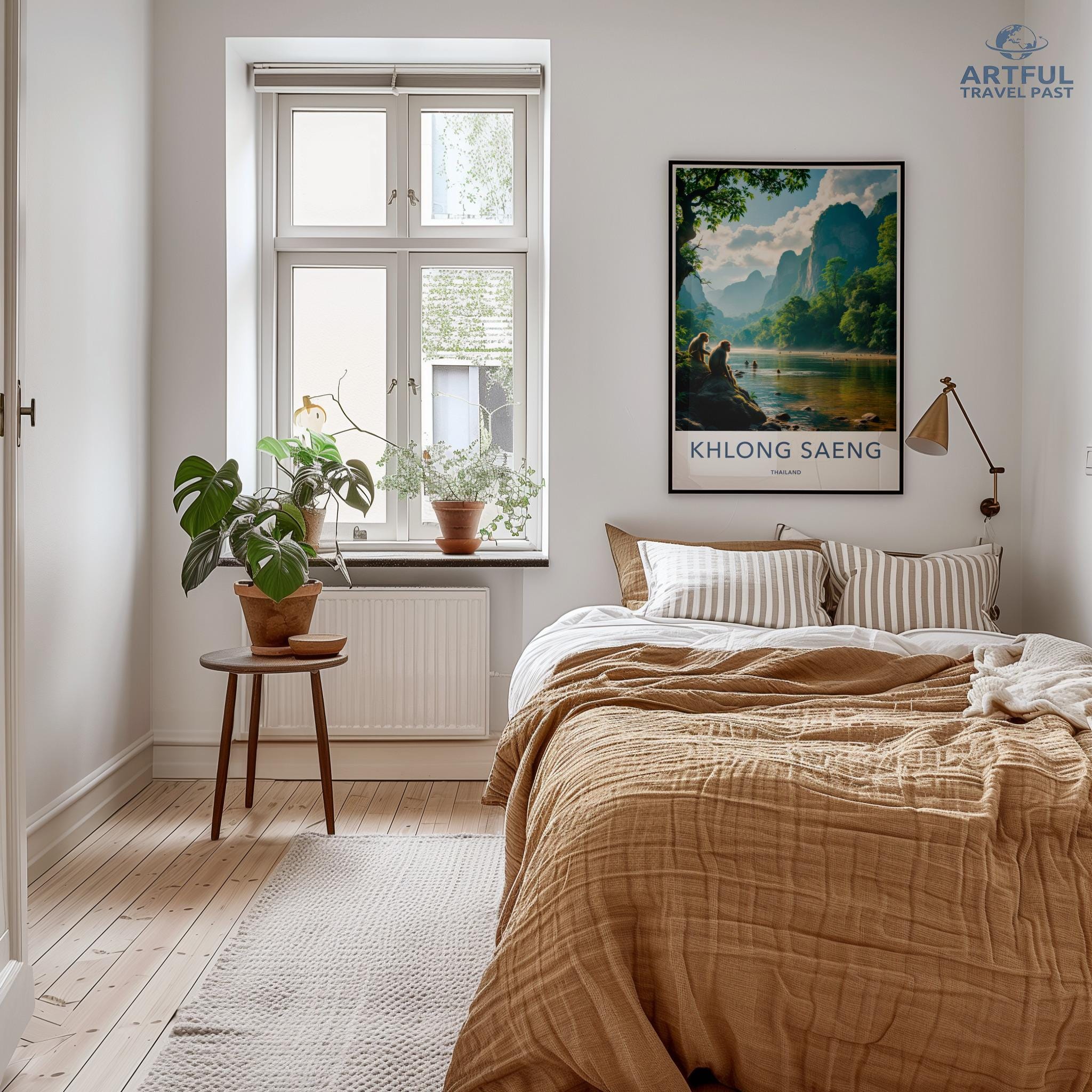 Artful Travel Past Wall Art, Khlong Saeng Poster, Bedroom Decor, Nature Print, Minimalist Artwork, Home Decoration, Scandinavian Design