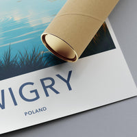 Wigry Poland Poster, Vintage Travel Art, Lake Scenery Print, Nature Wall Decor, Retro Style Artwork, Ideal Gift for Travelers