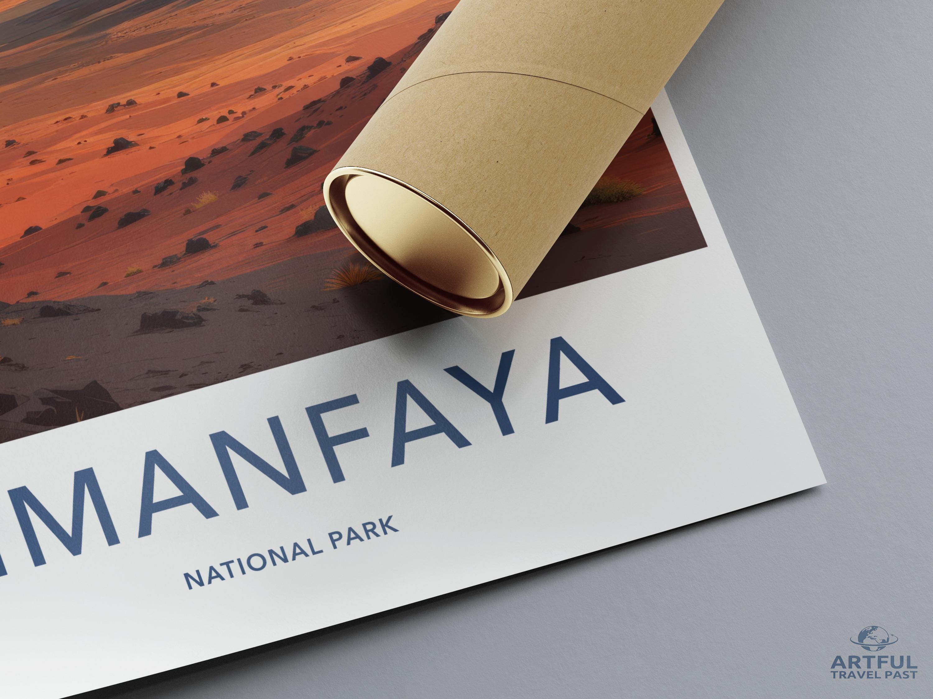 Vintage Timanfaya National Park Poster, Spanish Landscape Art Print, Travel Wall Decor, National Park Art, Retro Wall Art