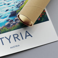 Styria Austria Travel Poster, Scenic Nature Art Print, Wall Decor, Illustration Landscape, Home Office Decor, Colorful Artwork