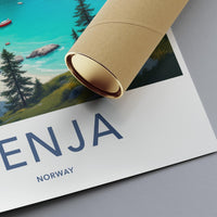 Senja Norway Travel Poster, Coastal Landscape Print, Scandinavian Wall Art, Ocean View Decor, Artful Travel Past