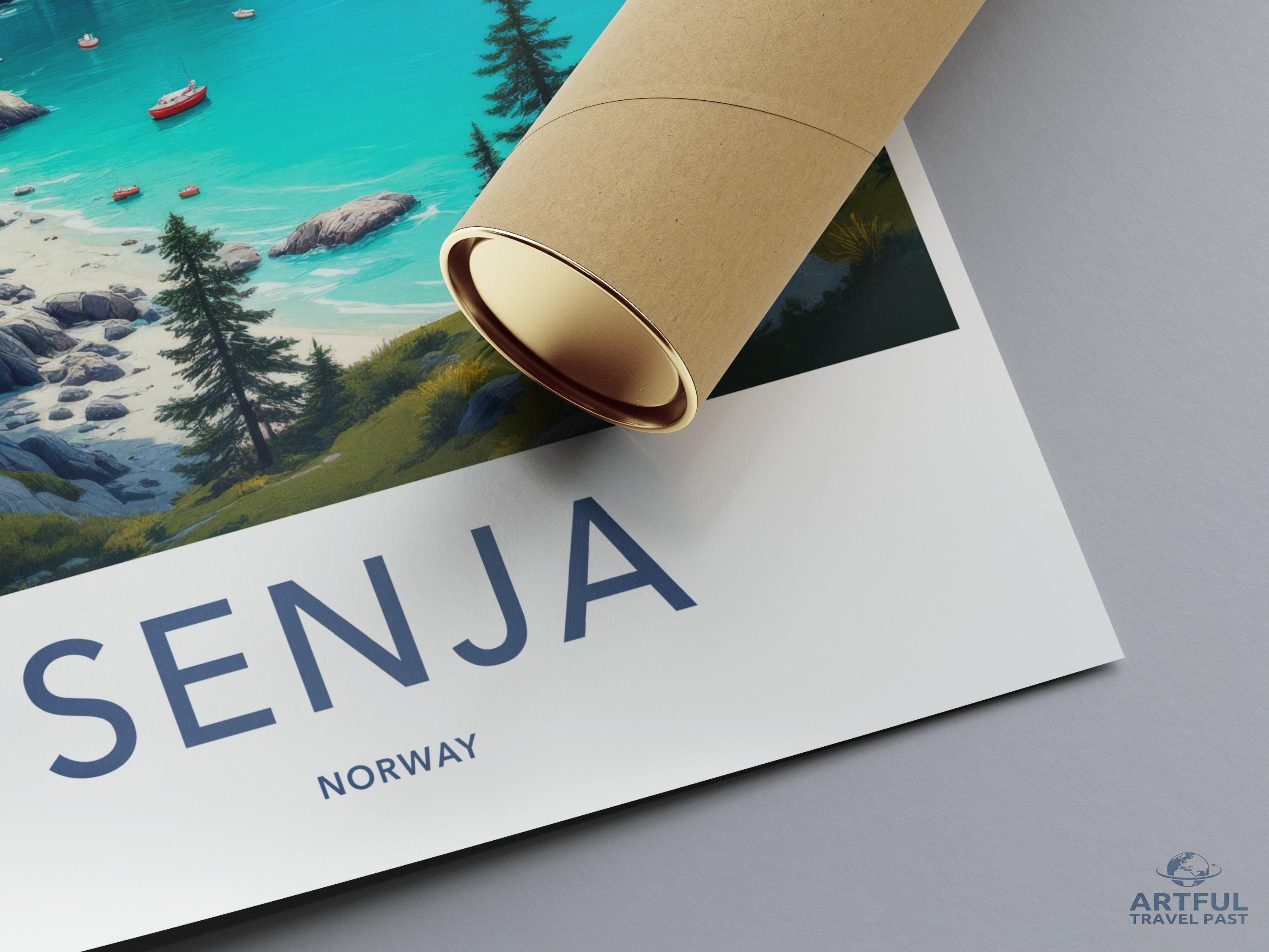 Senja Norway Travel Poster, Coastal Landscape Print, Scandinavian Wall Art, Ocean View Decor, Artful Travel Past