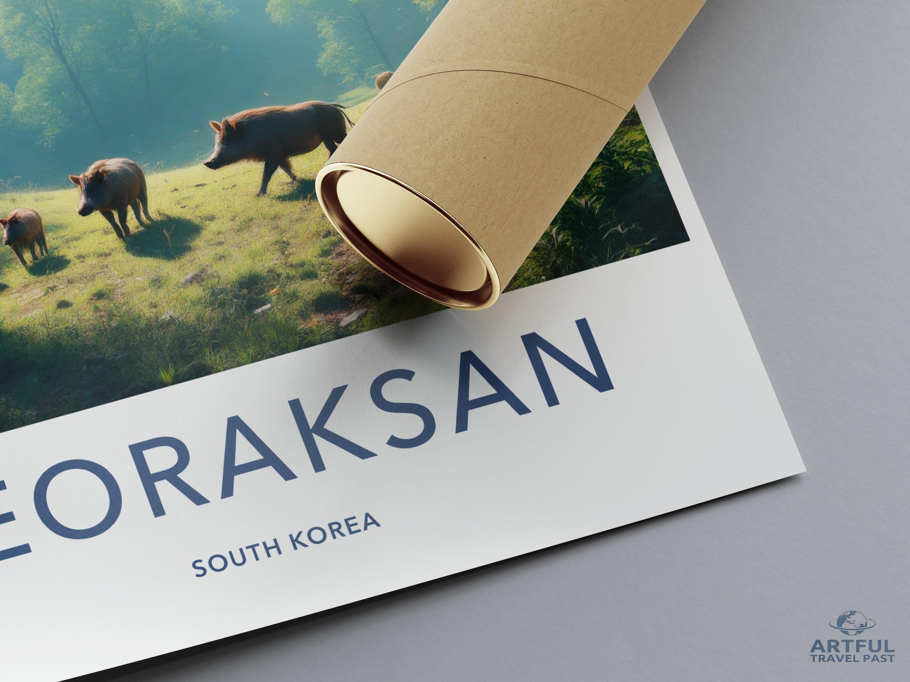 Georaksan South Korea Travel Poster, Scenic Landscape Wall Art, Nature Photography Print, Home Decor, Artful Travel Past