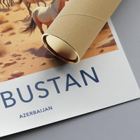 Vintage Gobustan Travel Poster, Retro Azerbaijan Wall Art, Scenic Landscape Print for Home Decor, Artistic Travel Poster