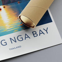 Phang Nga Bay Travel Poster, Southeast Asia Wall Art, Scenic Beach Print, Artistic Decor, Coastal Landscape Picture Elegant Design