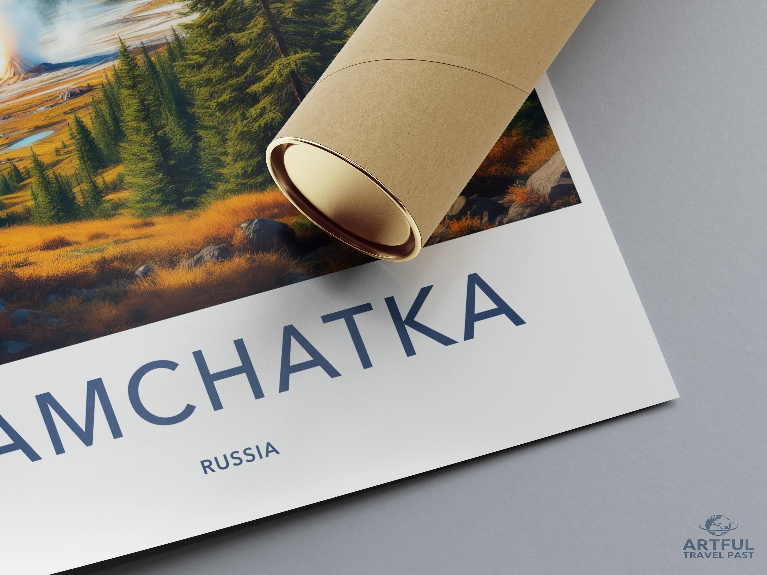 Vintage Kamchatka Travel Poster Print, Nature Landscape Wall Art, Retro Russian Travel Decor, Scenic Artwork for Home, Office Decor
